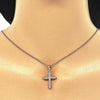 Collares con Dije 04.336.0125.1.16 Plata Rodinada, Diseño de Cruz, con Micro Pave Blanca, Pulido, Oro Rosado