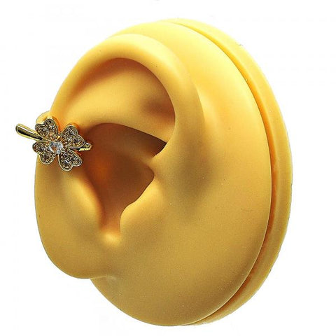 Arete Orejera 02.210.0694 Oro Laminado, Diseño de Trebol de Cuatro Hojas, con Micro Pave Blanca, Pulido, Dorado