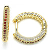 Argolla Huggie 02.264.0006.3.20 Oro Laminado, con Micro Pave Granate y Blanca, Pulido, Dorado