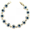 Pulsera Elegante 03.151.0002 Oro Laminado, Diseño de Ojo Griego, con Zirconia Cubica Blanca, Resinado Azul, Dorado