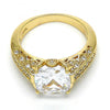 Anillo Multi Piedra 01.60.0006.08 Oro Laminado, con Zirconia Cubica Blanca, Pulido, Dorado