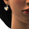 Arete Gancho Frances 02.239.0013.8 Rodio Laminado, Diseño de Corazon, con Cristales de Swarovski Golden Shadow, Pulido, Rodinado