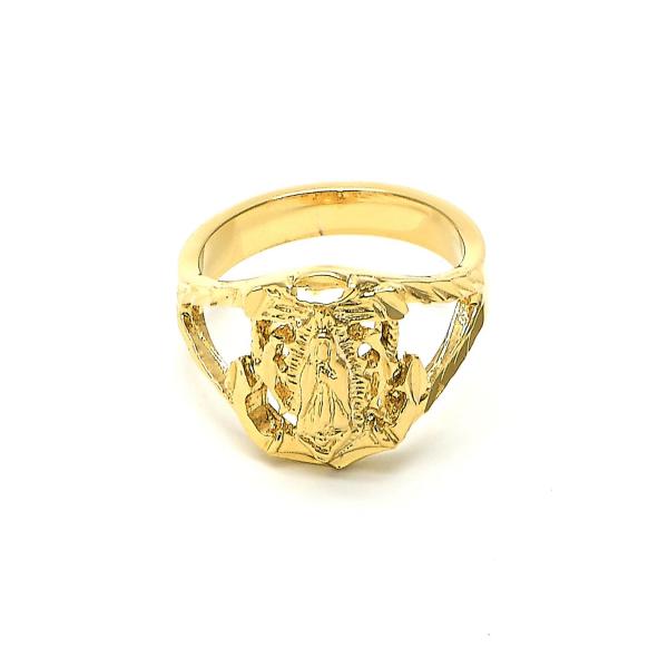 Anillo de Hombre 5.178.008.11 Oro Laminado, Diseño de Guadalupe, Diamantado, Dorado