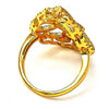 Anillo Multi Piedra 01.118.0016.08 Oro Laminado, Diseño de Flor, con Cristal Blanca, Pulido, Dorado