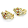 Argolla Huggie 02.217.0092.2.15 Oro Laminado, con Zirconia Cubica Granate y Blanca, Pulido, Dorado