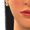 Arete Dormilona 02.344.0037 Oro Laminado, Diseño de Mariposa, con Micro Pave Blanca, Pulido, Dorado