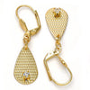 Arete Colgante 73.012 Oro Laminado, Diseño de Gota, con Cristal Blanca, Diamantado, Dorado