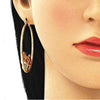 Argolla Grande 02.380.0012.50 Oro Laminado, Diseño de Osito y Corazon, Diseño de Osito, con Cristal Blanca y Negro, Diamantado, Tricolor