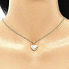 Collares con Dije 04.156.0354.20 Oro Laminado, Diseño de Corazon, con Micro Pave Blanca, Pulido, Dorado