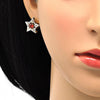 Arete Dormilona 02.217.0082.2 *PROMO* Oro Laminado, Diseño de Estrella, con Zirconia Cubica Granate y Blanca, Pulido, Dorado