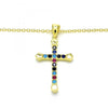 Collares con Dije 04.336.0082.2.16 Plata Rodinada, Diseño de Cruz, con Zirconia Cubica Multicolor, Pulido, Dorado