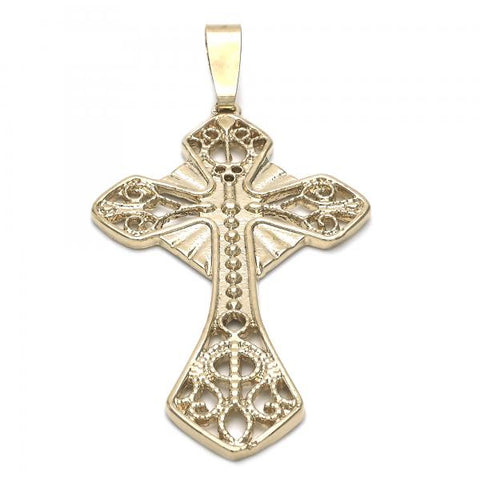 Dije Religioso 5.191.003 Oro Laminado, Diseño de Cruz, Diamantado, Dorado