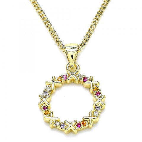 Collares con Dije 04.156.0335.3.20 Oro Laminado, con Micro Pave Multicolor, Pulido, Dorado