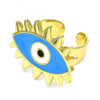 Anillo Elegante 01.313.0007 Oro Laminado, Diseño de Ojo Griego, Esmaltado Azul, Dorado