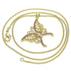 Collares con Dije 04.156.0242.20 Oro Laminado, Diseño de Mariposa, con Micro Pave Rubi, Pulido, Dorado