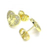 Arete Dormilona 02.199.0034 Oro Laminado, Diseño de Corazon, con Micro Pave Blanca, Pulido, Dorado