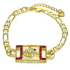 Pulsera Elegante 03.351.0041.1.07 Oro Laminado, Diseño de Elefante, con Cristal Granate, Pulido, Dorado