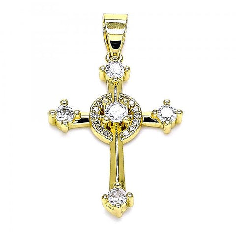 Dije Religioso 05.102.0010 Oro Laminado, Diseño de Cruz, con Micro Pave Blanca y Zirconia CubicaBlanca, Pulido, Dorado