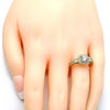 Anillo Multi Piedra 01.94.0005.08 Oro Laminado, con Zirconia Cubica Blanca, Pulido, Dorado