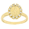 Anillo Multi Piedra 5.165.022.09 Oro Laminado, Diseño de Virgen Maria, con Zirconia Cubica Blanca, Pulido, Dorado