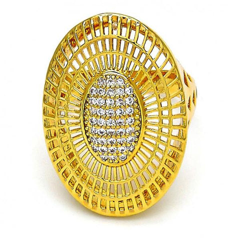 Anillo Multi Piedra 01.118.0029.07 Oro Laminado, con Micro Pave Blanca, Pulido, Dorado