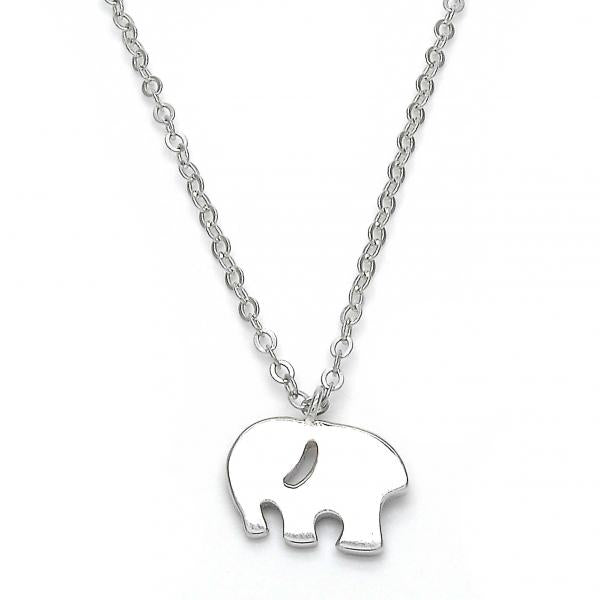 Collares con Dije 04.337.0014.16 Plata Rodinada, Diseño de Elefante, Pulido, Rodinado