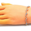 Pulsera Elegante 03.196.0003.07 Oro Laminado, Diseño de Luna y Ojo Griego, Diseño de Luna, con Zirconia Cubica Blanca, Esmaltado Turquesa, Dorado