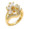 Anillo Multi Piedra 01.210.0023.09 Oro Laminado, Diseño de Gota, con Zirconia Cubica Blanca, Pulido, Dorado