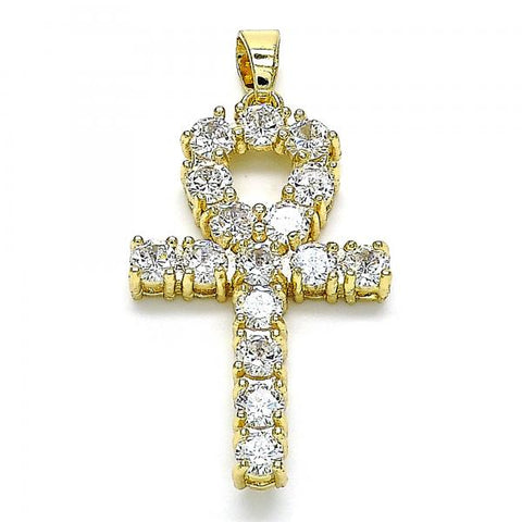 Dije Religioso 05.210.0003 Oro Laminado, Diseño de Cruz, con Zirconia Cubica Blanca, Pulido, Dorado