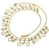 Gargantilla Elegante 04.105.0015 Oro Laminado, Diseño de Oja, con Perla Gris y Zirconia CubicaBlanca, Pulido, Dorado