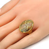 Anillo Multi Piedra 01.118.0048.09 Oro Laminado, con Micro Pave Blanca, Pulido, Dorado