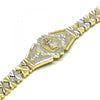 Pulsera Elegante 03.351.0144.07 Oro Laminado, Diseño de Divino Nino, Diamantado, Tricolor
