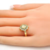 Anillo Multi Piedra 01.99.0083.09 Oro Laminado, Diseño de Flor, con Micro Pave Blanca, Pulido, Dorado